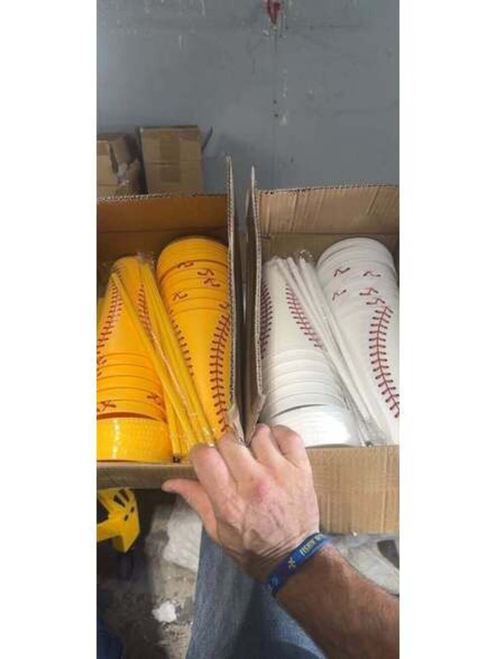 Baseball Party Cups and Straws Yellow and White